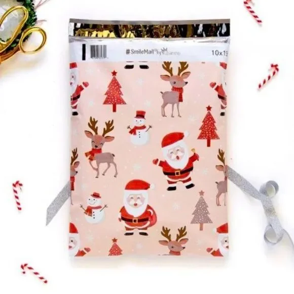 Christmas Santa & Reindeer Poly Mailers Holiday Shipping Bags Nwt - Picture 2 of 3